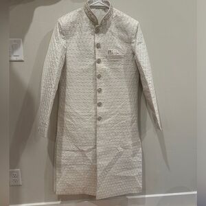 BRAND NEW Men’s Indian Wedding Sherwani Size 38 White Off White